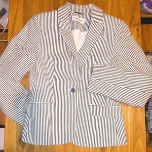Calvin Klein Womn's Pinstripe Blazer - Grey and White